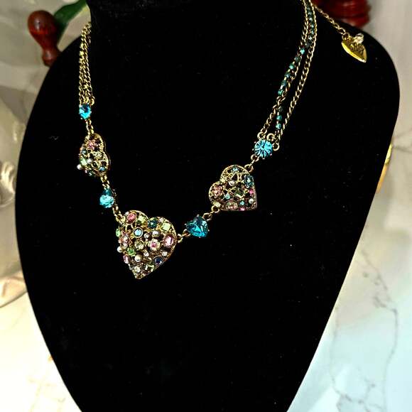 Betsey Johnson Jewelry - Betsey Johnson Multi-Charm Heart Necklace